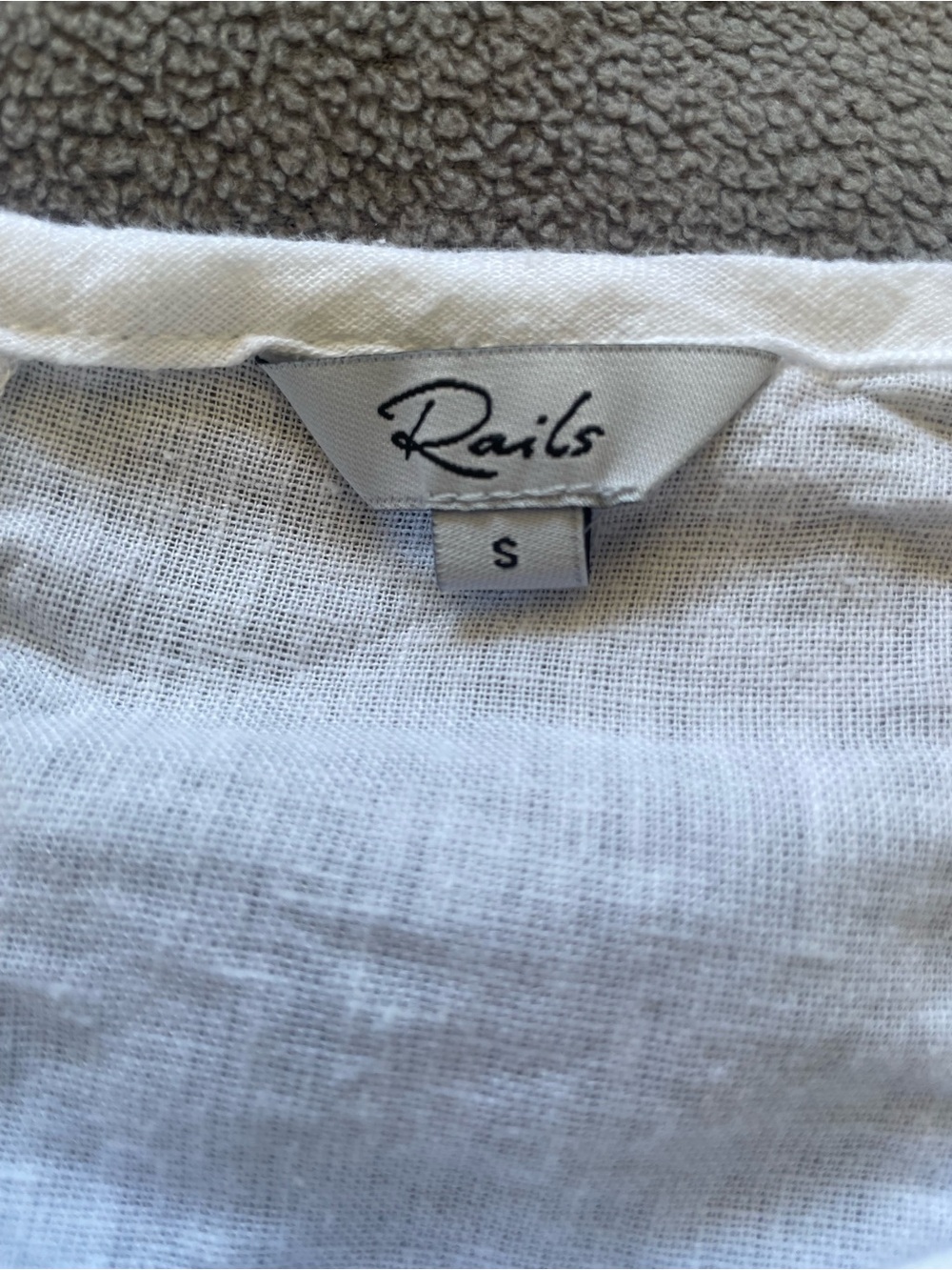 Rails Ashlyn White Linen Blend Smocked Midi Dress Small - Picture 8 of 9